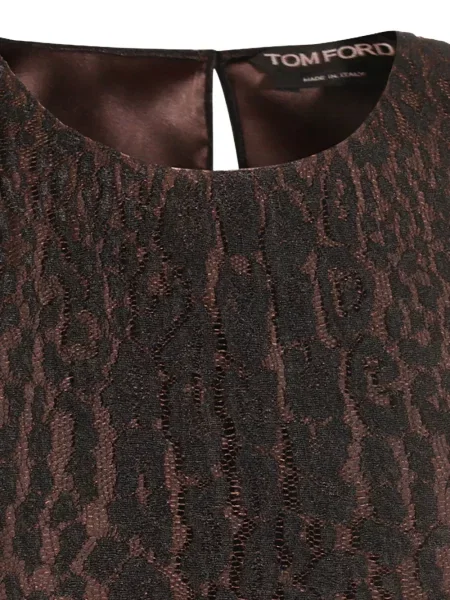 Top Tom Ford cu model leopard din dantelă maro