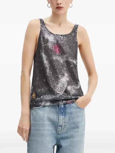 Top Moschino Jeans z cekinami czarny