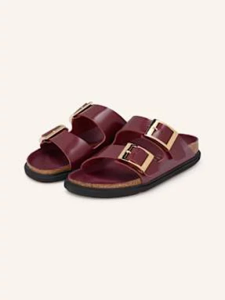 Birkenstock klapki skórzane Arizona Droplet Buckle czerwony