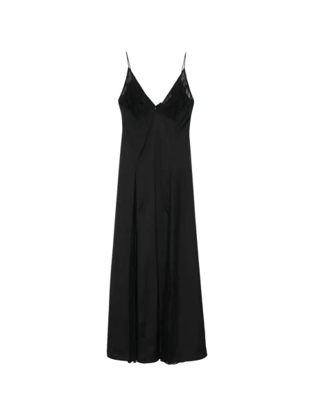 Rochie maxi The New Arrivals Ilkyaz Ozel cu decolteu în V din dantelă de costum negru