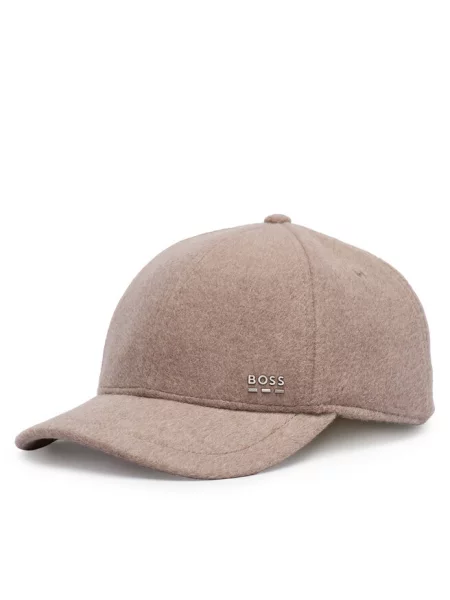 Boss Czapka Z Daszkiem Flanelowa Zed beige brązowa