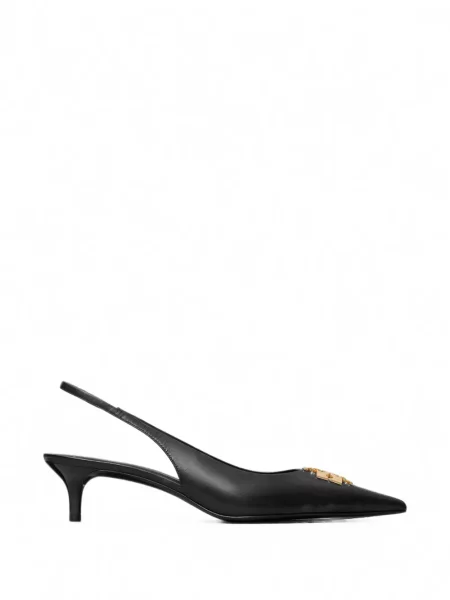 Pantofi cu toc Tory Burch slingback cu autograf negru