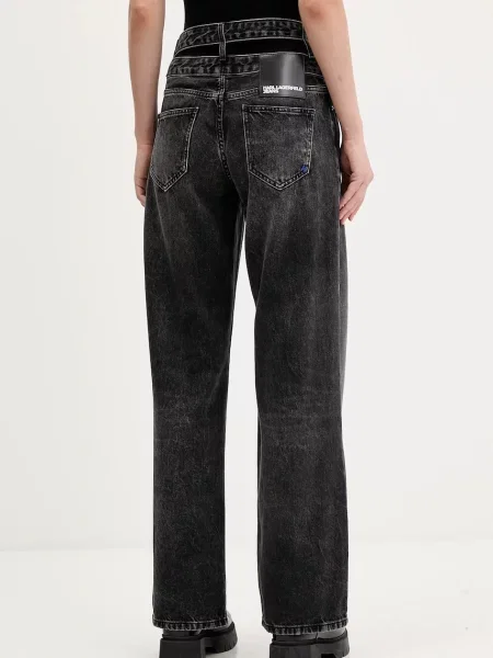 Džíny Karl Lagerfeld Jeans medium waist šedé