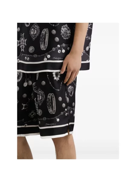 Bermudy Dolce And Gabbana z nadrukiem z twillu czarne