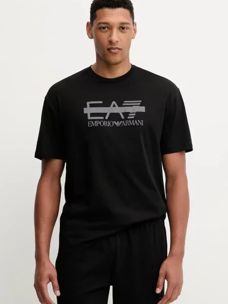 Тениска Ea7 Emporio Armani с принт черно