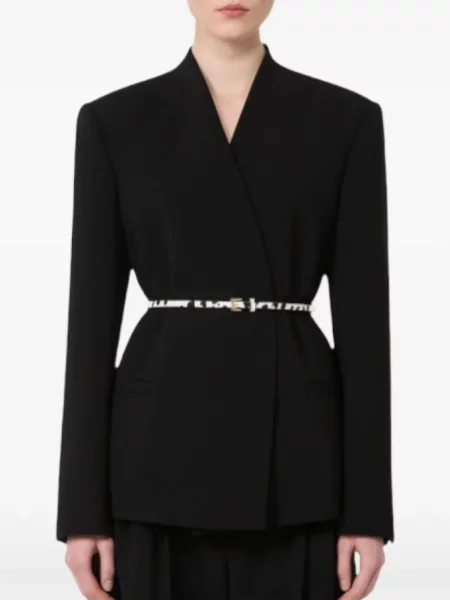Cu centură geacă Max Mara cu două rânduri de nasturi negru