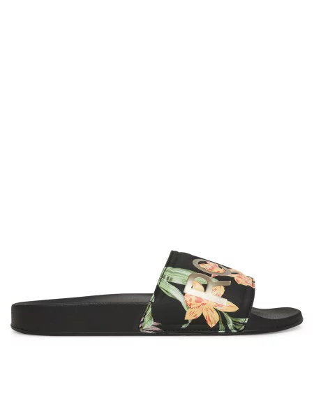 Шлепанцы Roxy с принтом черные