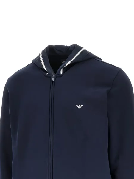 Суичър с качулка Ea7 Emporio Armani бродиран синьо