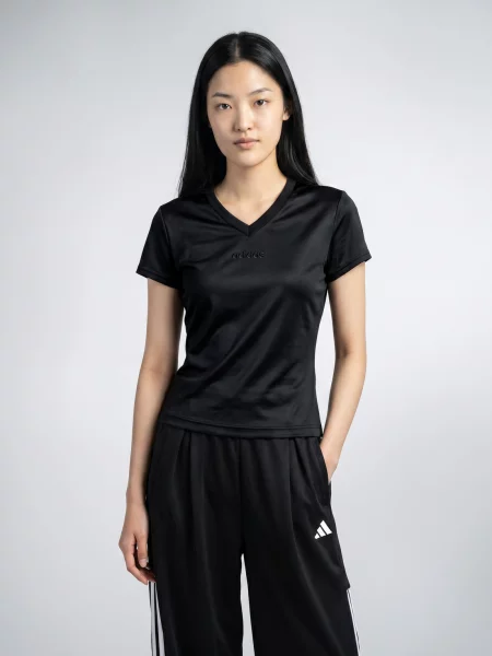 Satenska majica Adidas crna