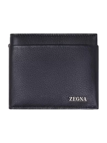 Portfel Zegna skórzany niebieski