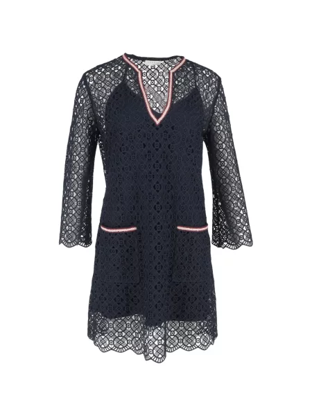 Rochie mini Sandro din dantelă de costum albastru