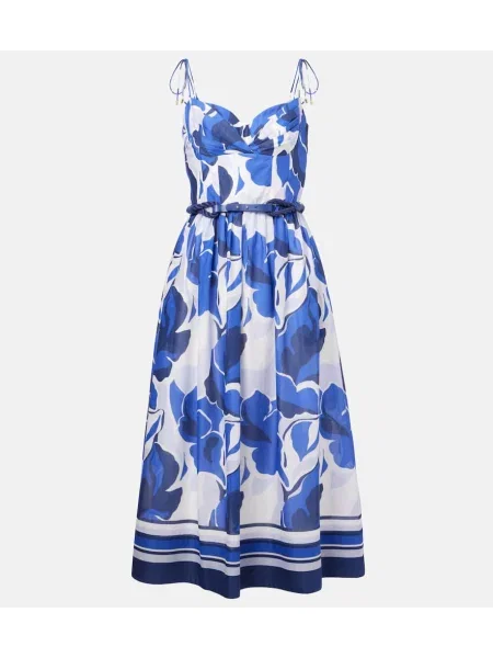 Sukienka midi Rebecca Vallance w kwiatki do kolan garniturowa niebieska