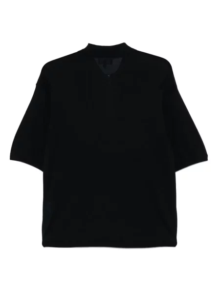 Плетена поло тениска Emporio Armani синьо