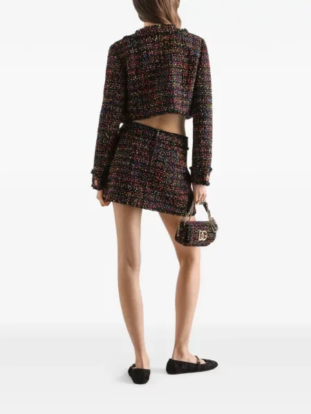 Μικρός μπουφάν Dolce & Gabbana tweed μαύρο