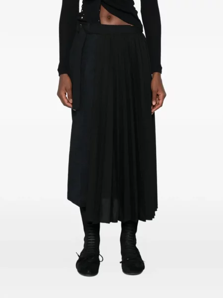 Fusta maxi Sacai cu model herringbone negru