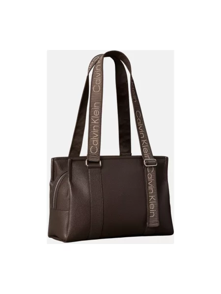 Calvin Klein torebka tote z imitacji skóry brązowa