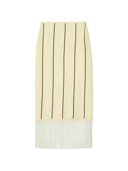 Fustă midi 3.1 Phillip Lim cu franjuri cu dungi până la genunchi galben