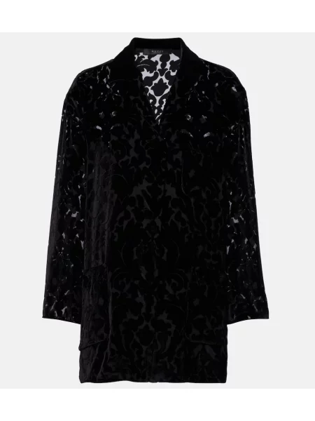 Cămașă Gucci din velur cu model floral negru