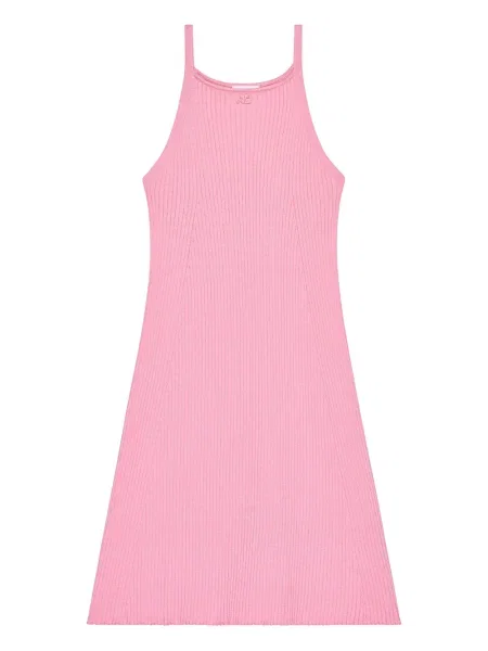 Rochie mini Courreges tricotate de costum roz