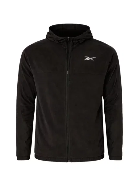 Hanorac cu glugă Reebok din fleece negru