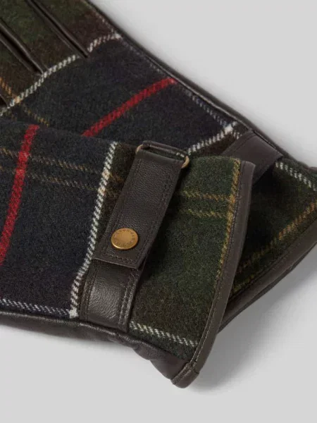 Rękawiczki z mieszanka skóry i wełny Barbour zielone