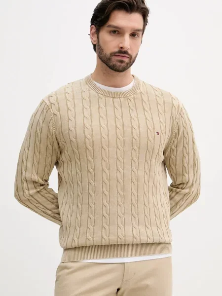 Tommy Hilfiger sweter zielony lekki beżowy