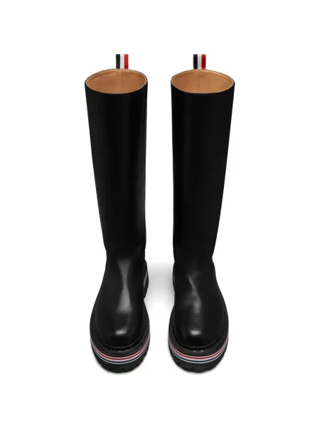 Botine Thom Browne din piele cu dungi negru