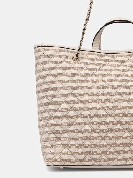 Guess torebka shopper z imitacji skóry GIULLY beżowa