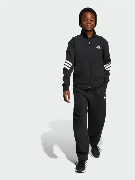 Костюмный спортивный костюм Adidas в полоску черный