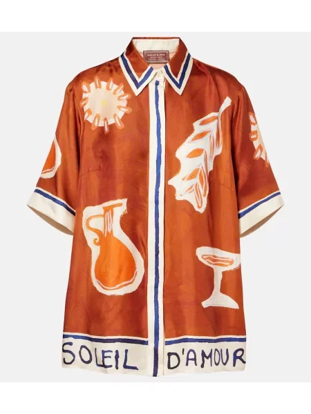 Cămașă Alemais de mătase cu imagine portocaliu