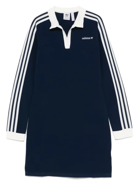 Dzianinowa mała sukienka mini Adidas garniturowa niebieska