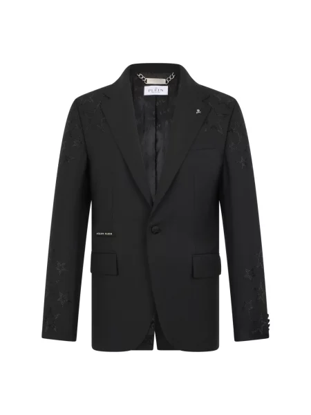 Marynarka Philipp Plein wełniana z kamieniami czarna