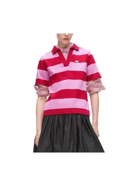 Polo Karl Lagerfeld cu dungi roz