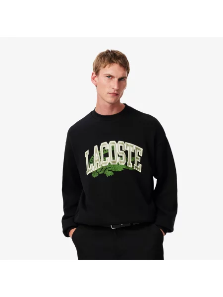 Lacoste Bluza Polarowa O Luźnym Kroju czarna