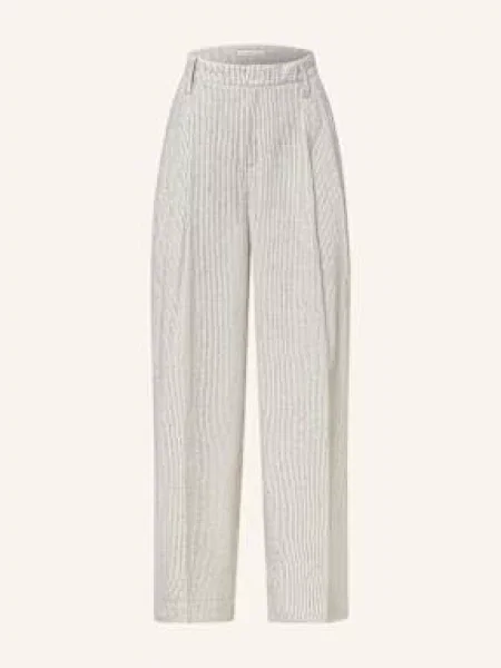 Spodnie materiałowe z szeroką nogawką i zakładkami w pasie model ‘Washington’ Mac Daydream białe