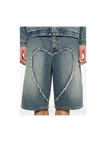 Szorty jeansowe Carne Bollente w serca niebieskie