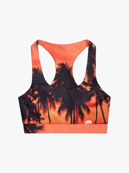 BLUE SKY INN Sutien sport Tropical Sunset Bra top portocaliu închis albastru