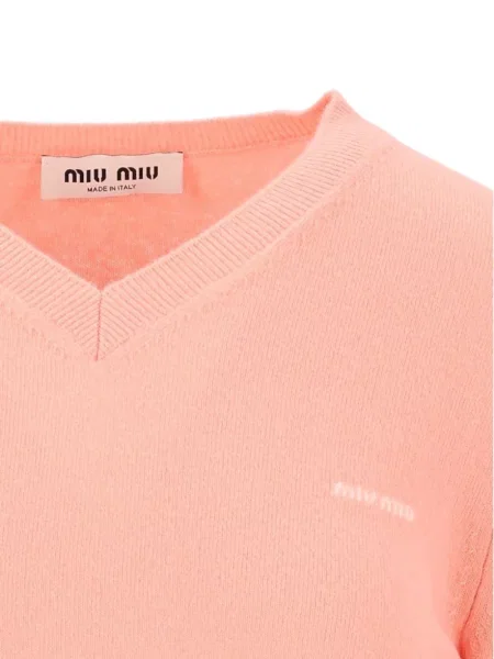 Вълнена жилетка Miu Miu с V-образно деколте розово