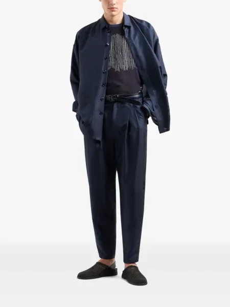 Geacă cămașă Giorgio Armani de mătase albastru