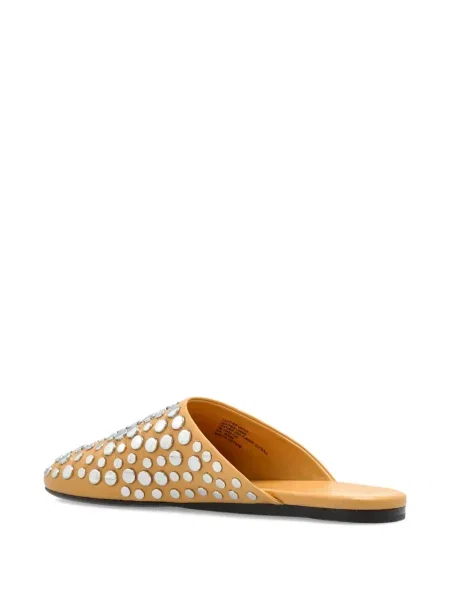 Papuci tip mules Tory Burch din piele fără toc cu tepi bej