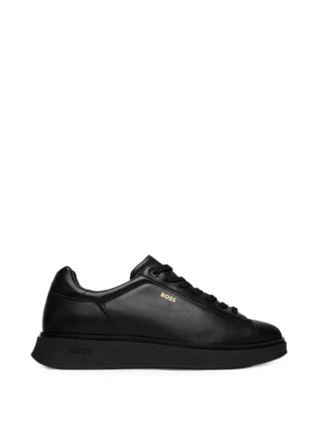Sneakerși Boss din piele cu imagine negru