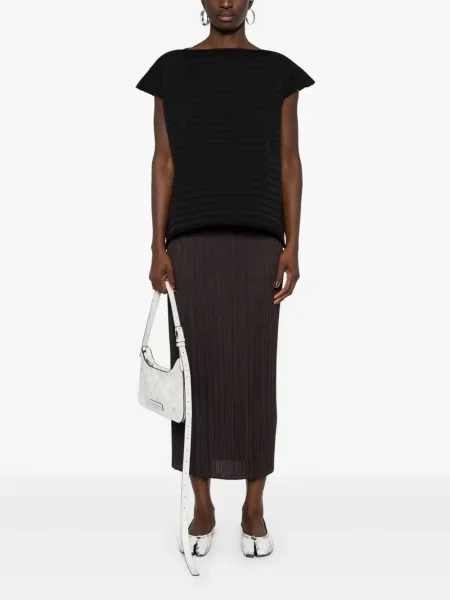 Megztas plisuotas palaidinė be rankovių Pleats Please Issey Miyake juoda