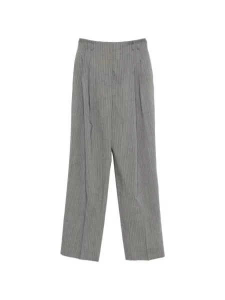 Cu centură pantaloni Alberta Ferretti cu model herringbone gri