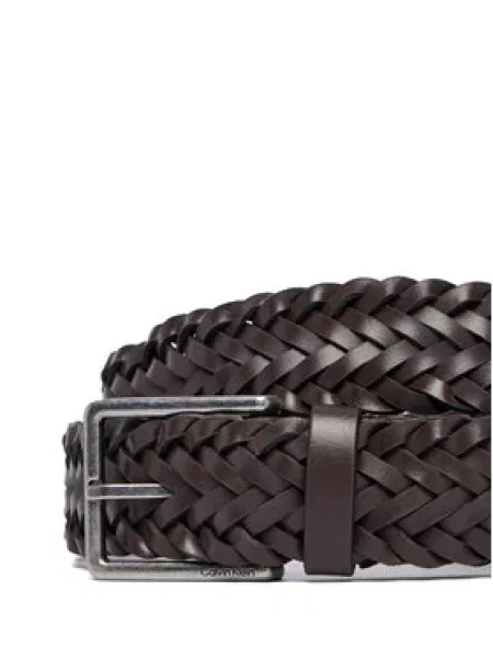 Calvin Klein Nadrágszíj Warmth Buckle Woven Fixed Sötétbarna barna