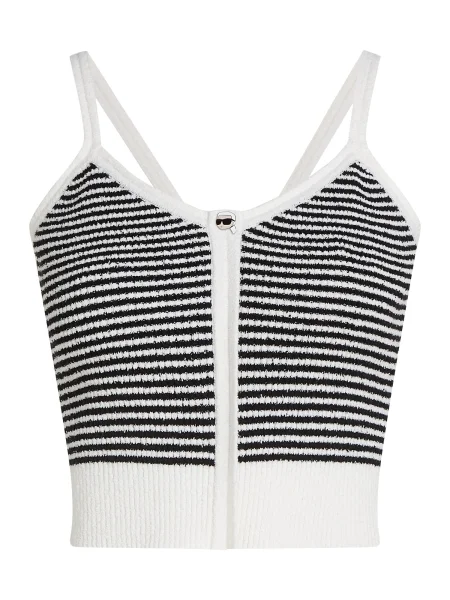 Karl Lagerfeld Top brodat / alb negru