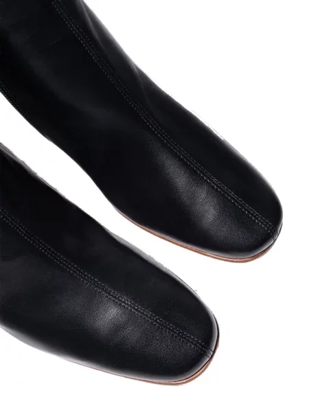 Botine By Far cu vârf pătrat negru