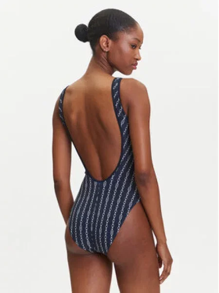 Jednodílné plavky Tommy Hilfiger One Piece Print Ext flag chain dark night navy tmavě modré