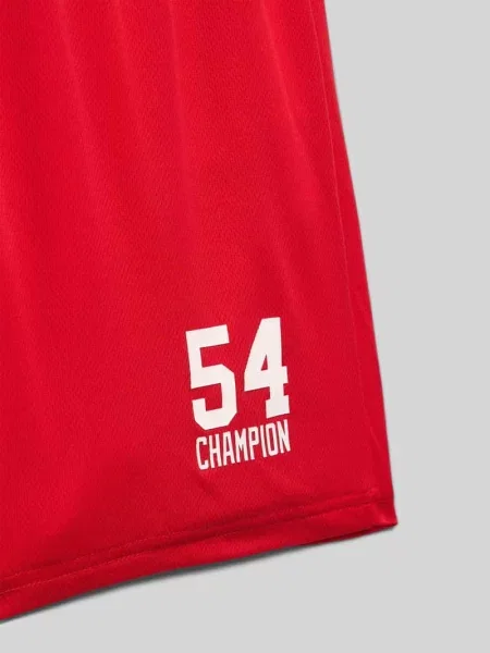 Szorty z dzianiny dresowej o kroju regular fit z nadrukiem z logo Champion czerwone