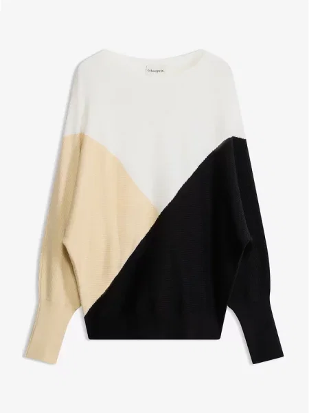 Sweter z cienkiej dzianiny z rękawami typu nietoperz czarny
