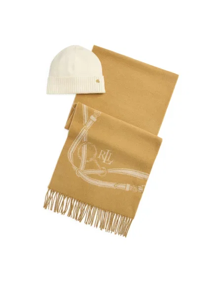 Set čiapka a šál LAUREN RALPH LAUREN Svetlo hnedá